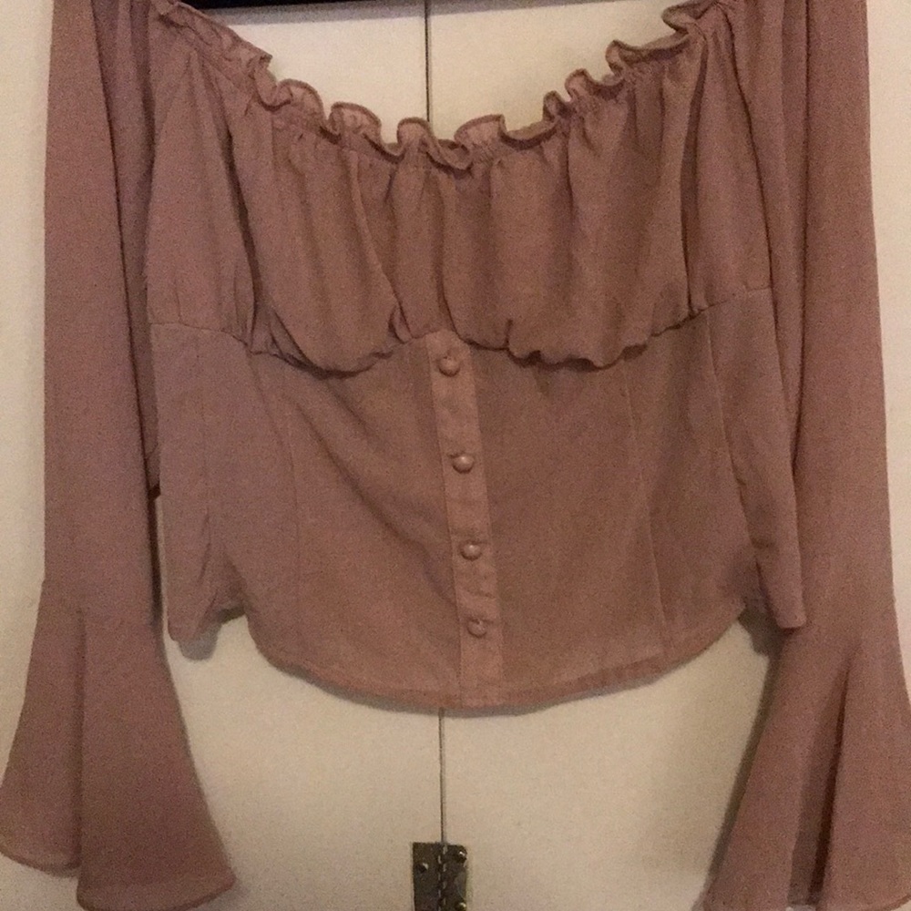 Cropped off the shoulder bell sleeve shein curve 2x